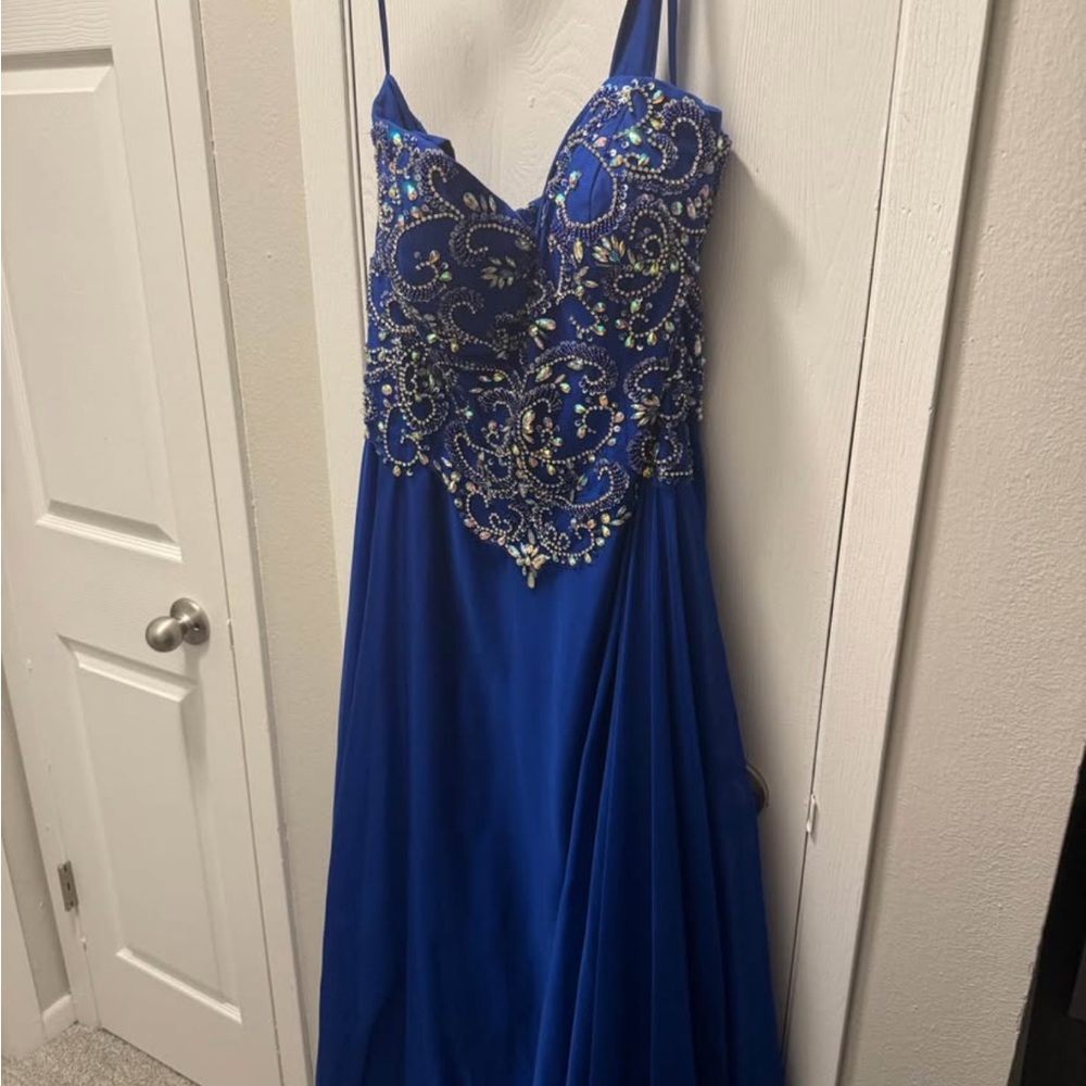 Dave & Johnny Royal Blue Embellished Prom Dress
